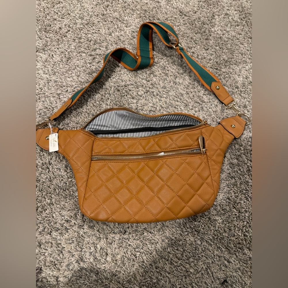 Tres Jolie Accessories Quilted Brown Crossbody Bag